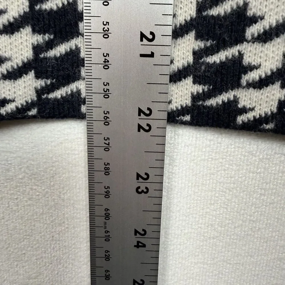 Ann Taylor Petite MP Houndstooth Sweater Black White Knit Long Sleeve Women - Picture 8 of 9